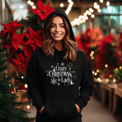 C & Win Sports Crazy Christmas Lady Hoodie Black / S - C & Win Sports